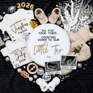 New Year's Twins Pregnancy Announcement: Editable 2026 Countdown (Digital Template)