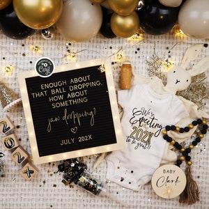 Boho New Year's Eve Pregnancy Announcement: Gender Neutral (Digital) image 2