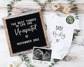 Minimalist Pregnancy Announcement Digital, Editable Greenery Eucalyputus Unexpected Pregnancy Reveal, Best Things Unexpected Baby Reveal