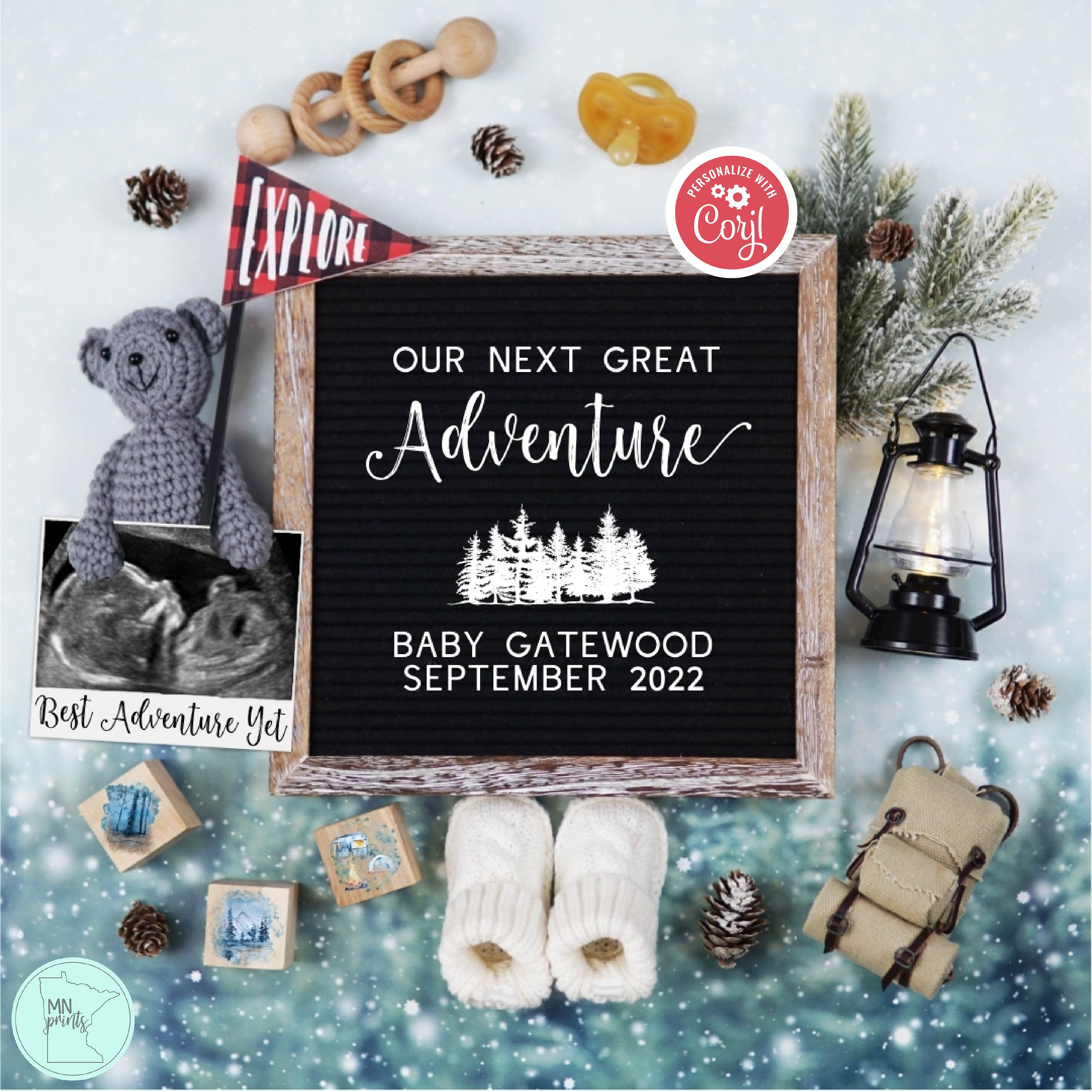 Adventure Pregnancy Announcement Digital Winter Hiking Etsy