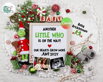 Grinch Christmas Pregnancy Announcement: Another Little Who (Digital Template)