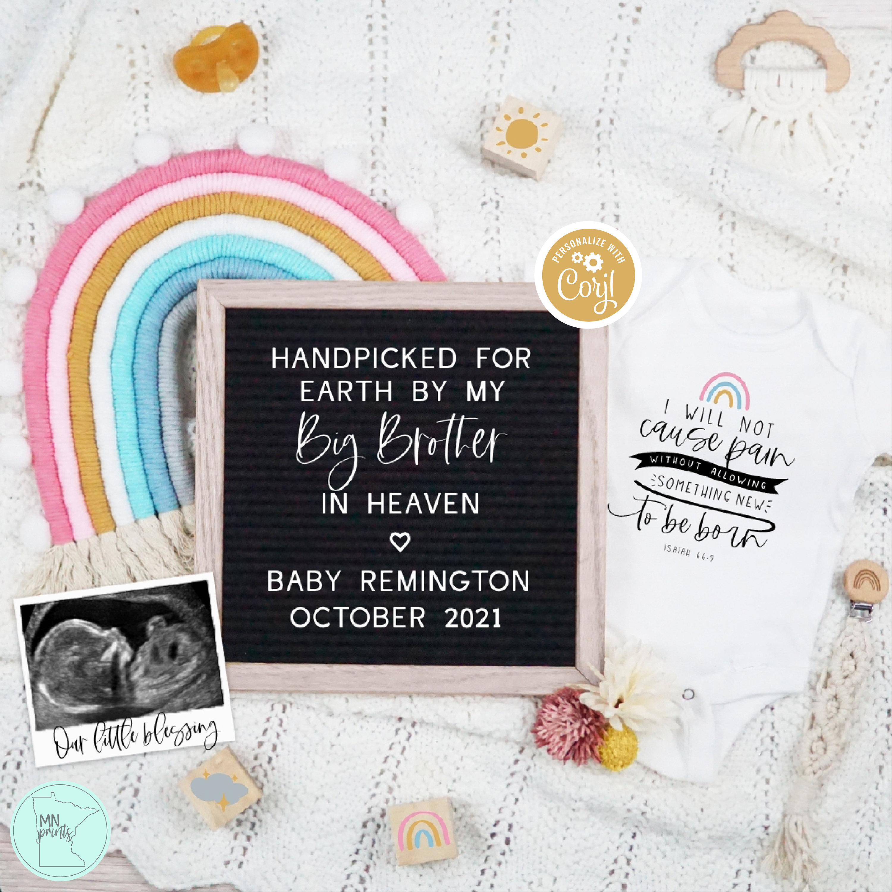 Rainbow Baby Pregnancy Announcement Editable Handpicked by Etsy