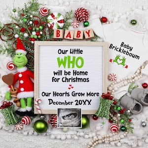 Annuncio della gravidanza "Sarò a casa per Natale", Grinch digitale: rivelazione del bambino sui social media, data di scadenza del parto a dicembre 2025, Green Mean Guy