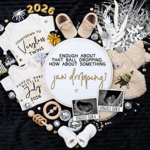 New Year's Twins Pregnancy Announcement: Funny 2026 Reveal (Digital Editable Template)