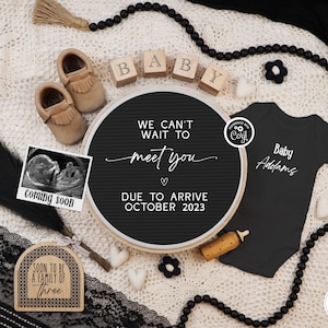 Digital Pregnancy Announcement, Goth Boho Gender Neutral Baby Announcement, Editable Dark Baby Reveal Template, We Can&#39;t Wait to Meet You