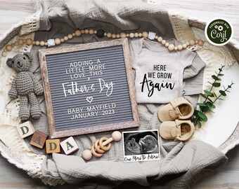 Father's Day Pregnancy Announcement, Here We Grow Again Pregnancy Announcement Digital, Baby #2 #3 Etc, Greenery Social Media Template, FDPA