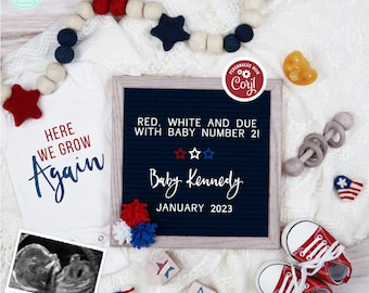 Memorial Day Pregnancy Announcement, 4th of July Baby Reveal, Patriotic Baby #2 #3 etc Pregnancy Reveal, Digital Patriotic Baby Reveal