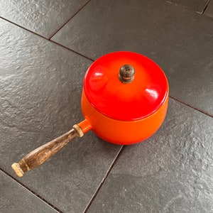 Vintage MCM Orange Fondue Pot