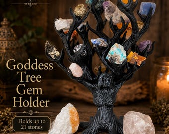 Goddess Tree Gem Holder | 3D Printed Crystal Display Stand, Gothic Altar Decor