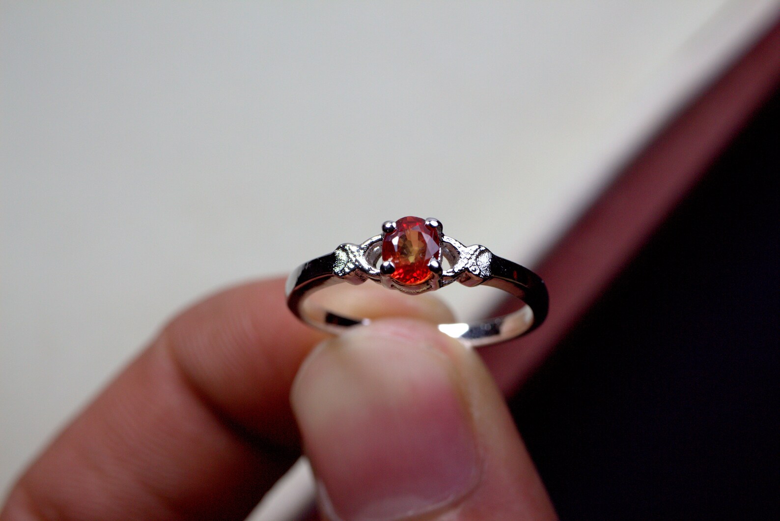 Orange sapphire ring Natural sapphire ring Promise ring Cut Etsy