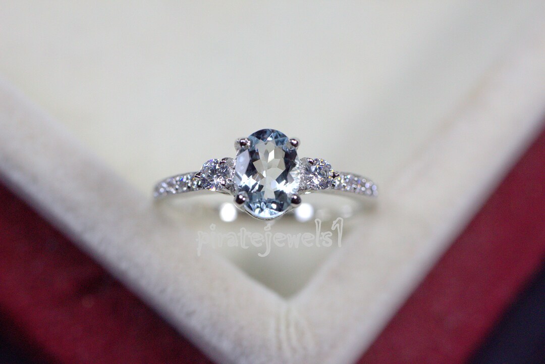 Statement Aquamarine Ring 14k Gold/sterling Silver Stacking Etsy