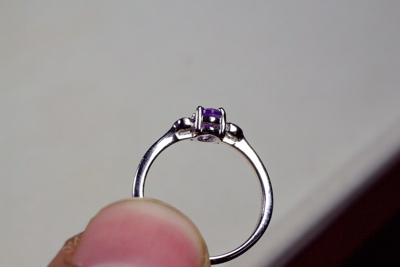 Minimalist Promise Ring Purple Amethyst Ring Natural Etsy