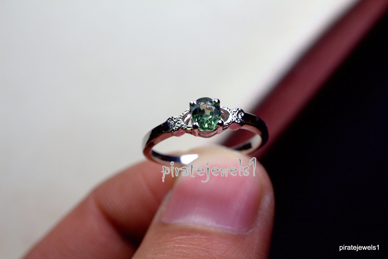 Green Sapphire Ring Natural Sapphire Ring Promise Ring Cut Etsy