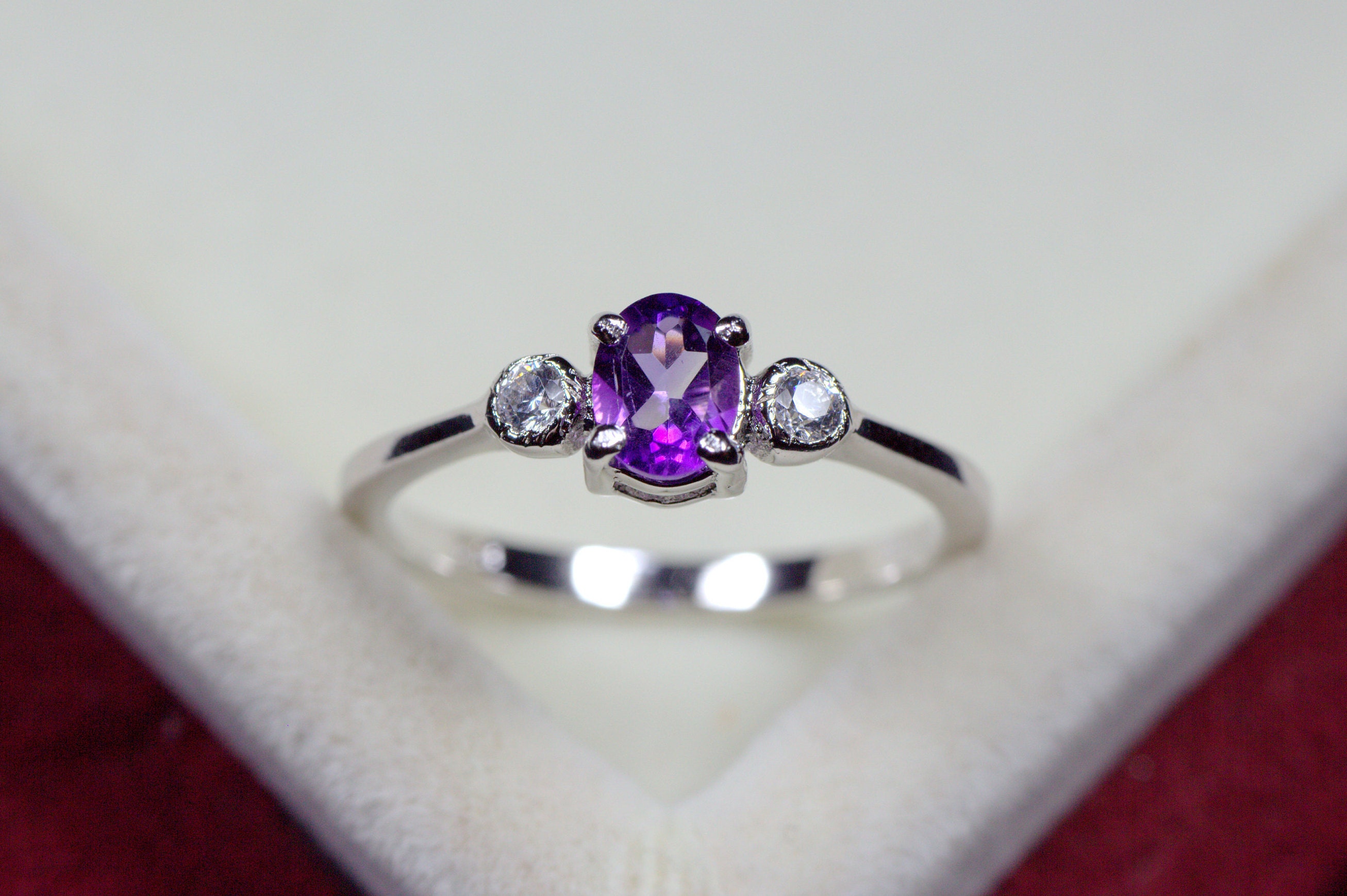 Minimalist Promise Ring Purple Amethyst Ring Natural Etsy