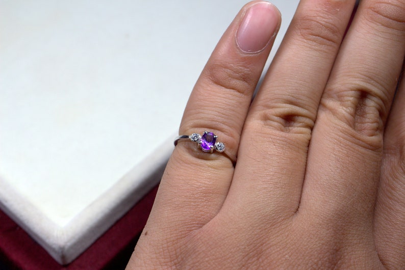 Minimalist Promise Ring Purple Amethyst Ring Natural Etsy