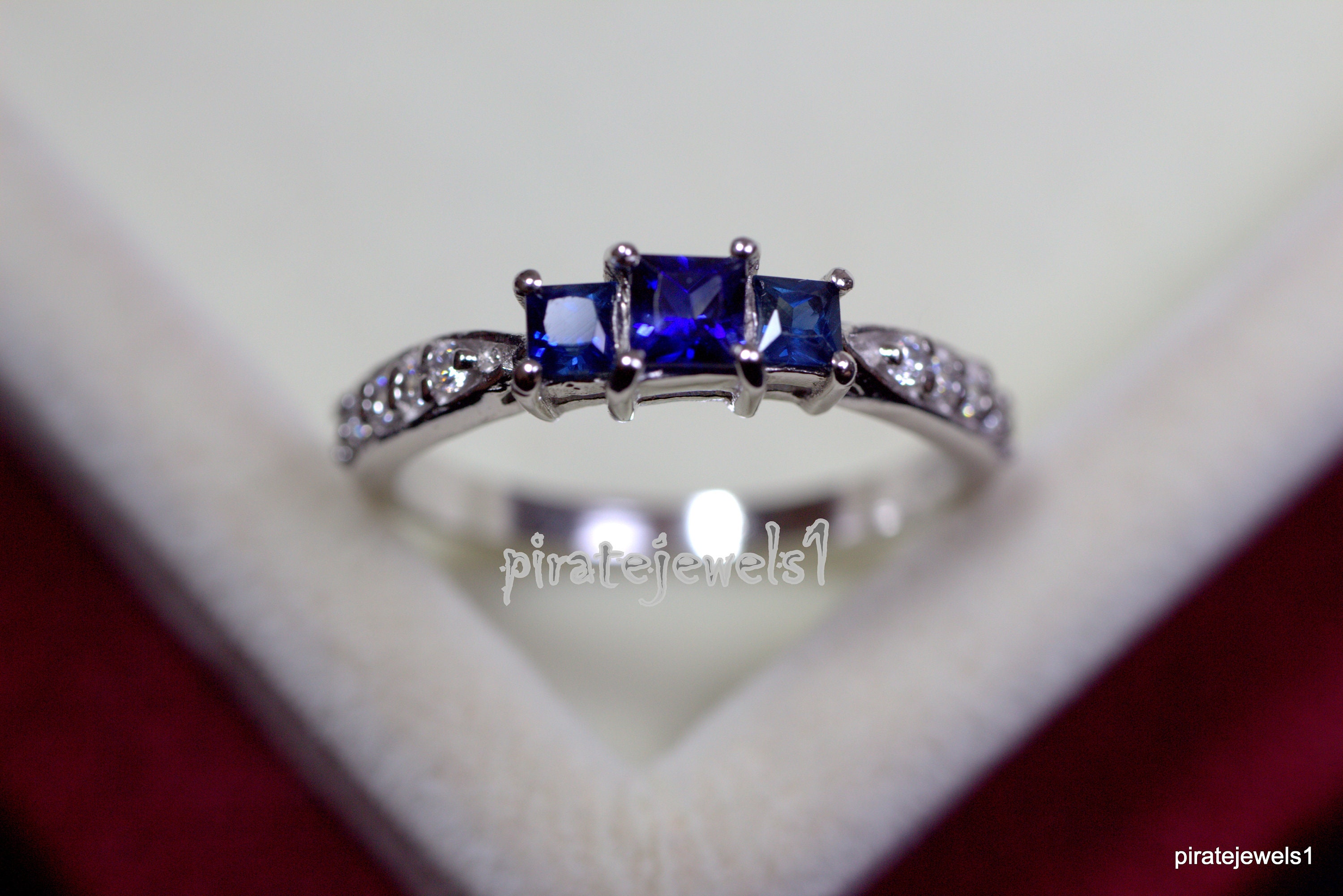 Square Sapphire Ring Natural Sapphire Ring Blue Gemstone | Etsy