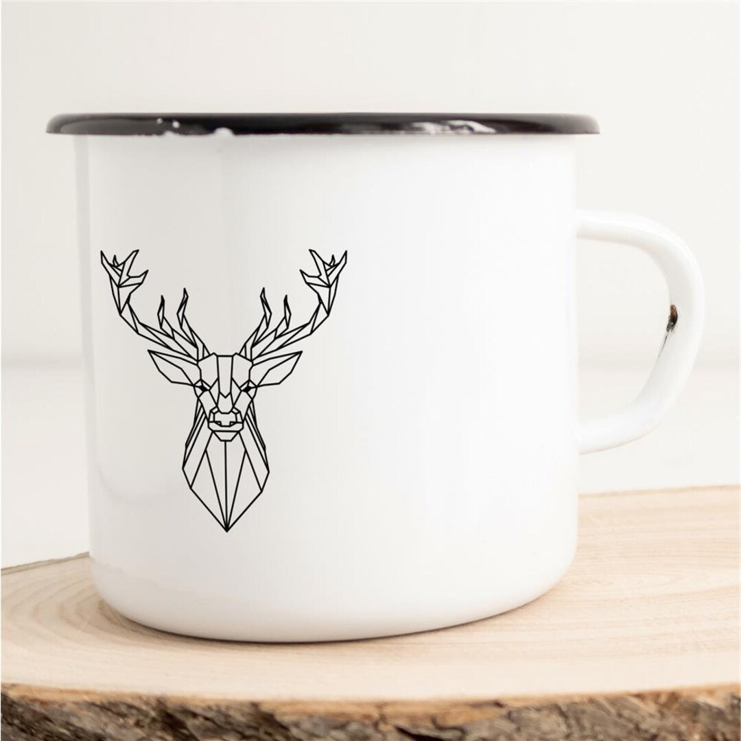 HUURAA Enamel Cup Deer Head Gift Idea 300ml Retro Camping Mug Vintage ...