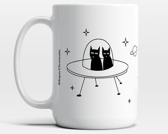 Black Cat Mug - Cat Themed Gifts - Funny Cat Mug - Keramische koffiemok
