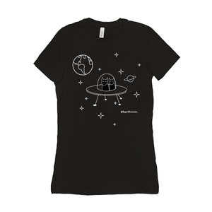 Black Cats in Space - UFO - Women&#39;s T-Shirt Bella + Canvas 6004