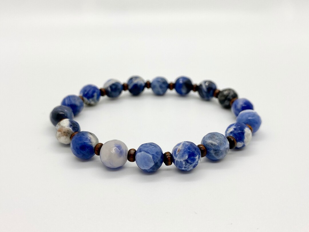 Sodalite Flat Peanut Stretch Gemstone Bracelet main image 0