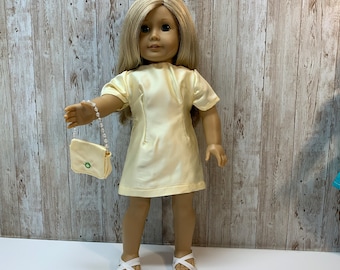 Doll dress for 18 inch dolls such as the American Girl Dolls with matching purse