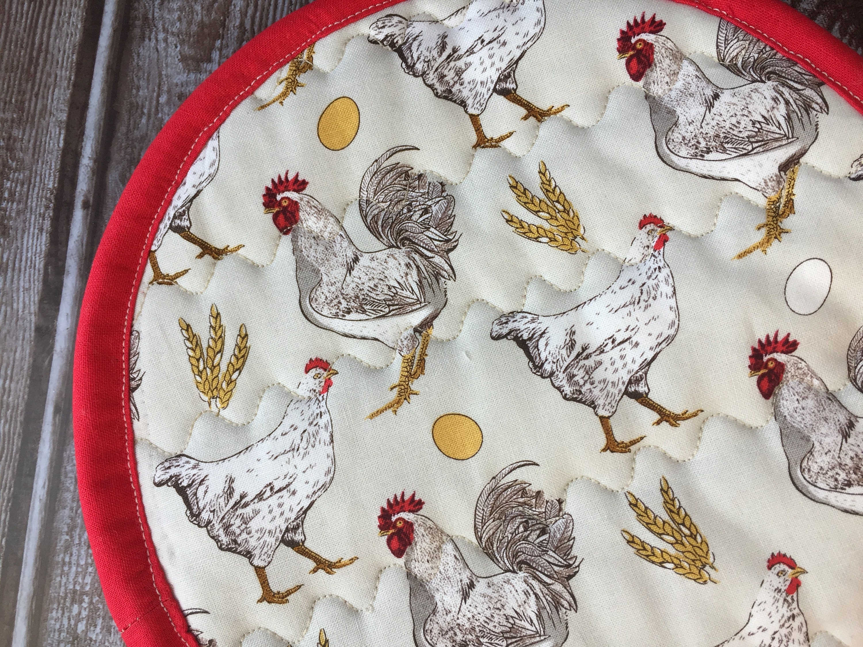 8 round hot pads reversible hot pads with red trim. Set Etsy