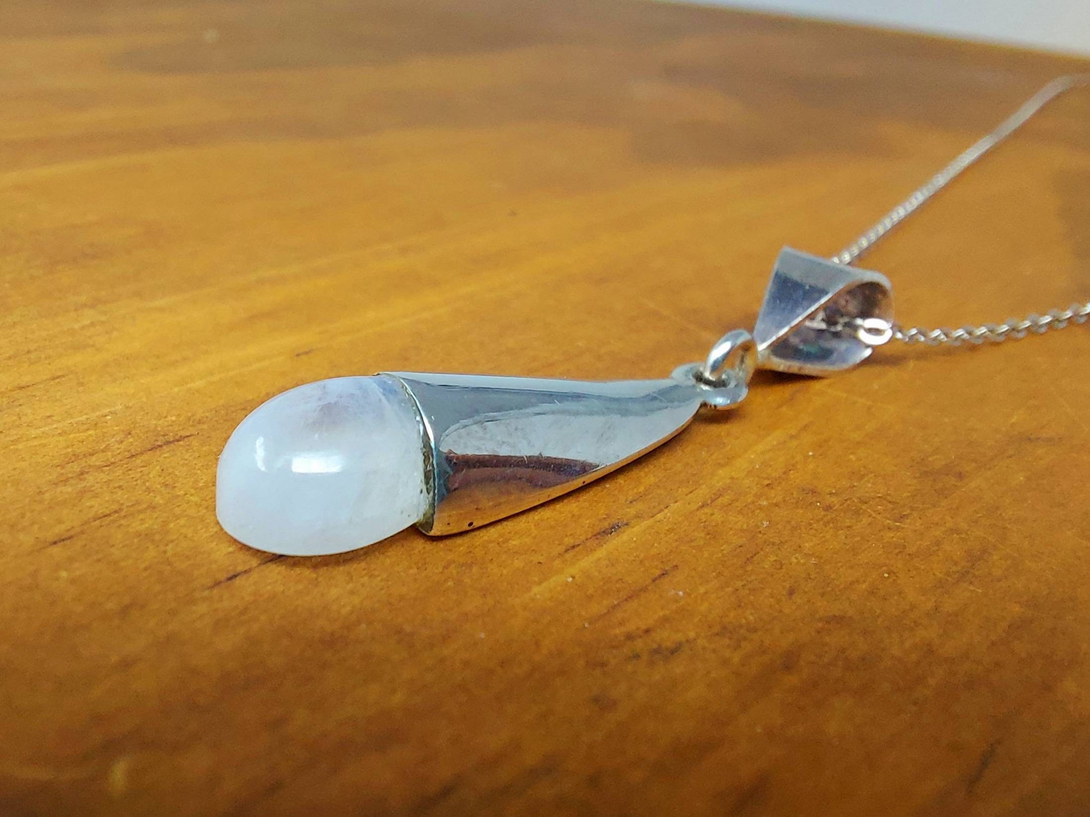 Dainty Sterling silver moonstone necklace Etsy
