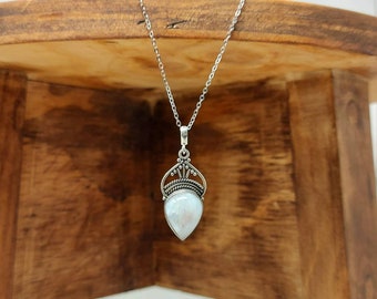 Sterling silver moonstone yoga necklace