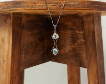 Sterling silver moonstone two stone necklace