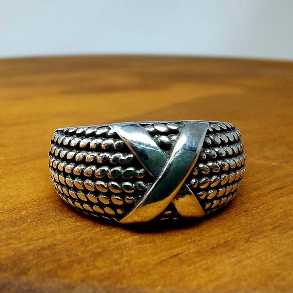 Minimalistische zilveren ring / Sterling zilveren ring / touw ring / verstelbare kruisring