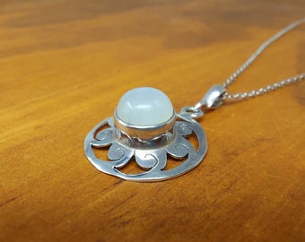 Sterling silver moonstone sun necklace
