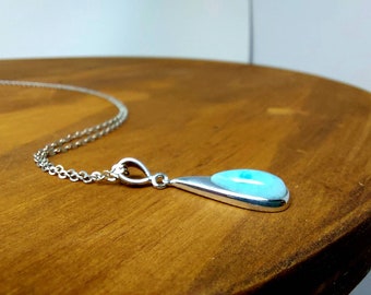 Larimar necklace / 925 sterling silver larimar mini pendant / silver necklace / tiny silver necklace
