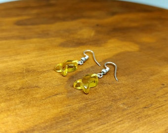 Mexican amber sterling silver dangle fish earrings / natural amber jewelry / silver earrings