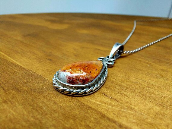 Hand Made Mexican Orange Fire Opal Pendant in 925 Sterling - Etsy