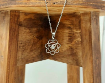 Sterling silver moonstone trinity sun necklace