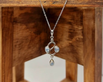 Sterling silver moonstone three stone pendant