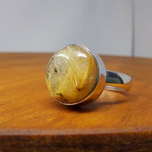 Sterling silver rutile quartz ring