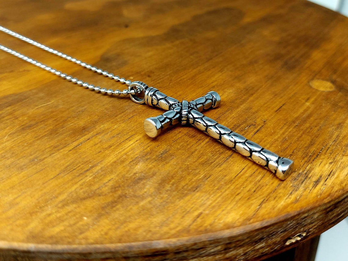 Mens stainless steel cross necklace Etsy