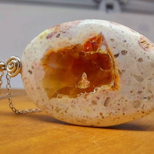 Mexican fire opal pendant in 925 sterling silver / Silver boulder opal pendant / Mexican Matrix opal jewelry / opal pendant