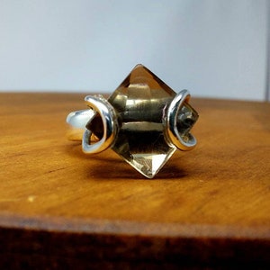 Bague de fiançailles en argent sterling avec quartz fumé