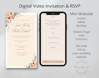 Digital Wedding Invitation, Animated Video RSVP invite