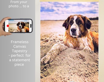 Custom Pet Portrait on Canvas: Handcrafted Pet Art Keepsake, custom portraits, pet memorial gift pet memorial frame