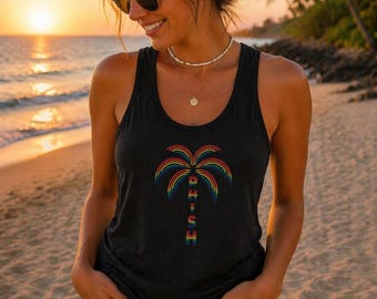 Camiseta Phish Riviera Maya con palmeras, camiseta con estampado frontal completo, camiseta de concierto de Phish en México, camiseta playera de banda de jam, camiseta de vacaciones tropicales