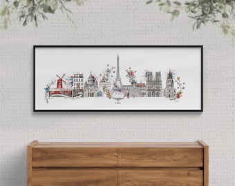 Paris Skyline Cityscape Wall Art Print