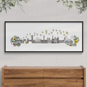 Manchester Print, Wall Art, City Skyline, Cityscape, Manchester Skyline