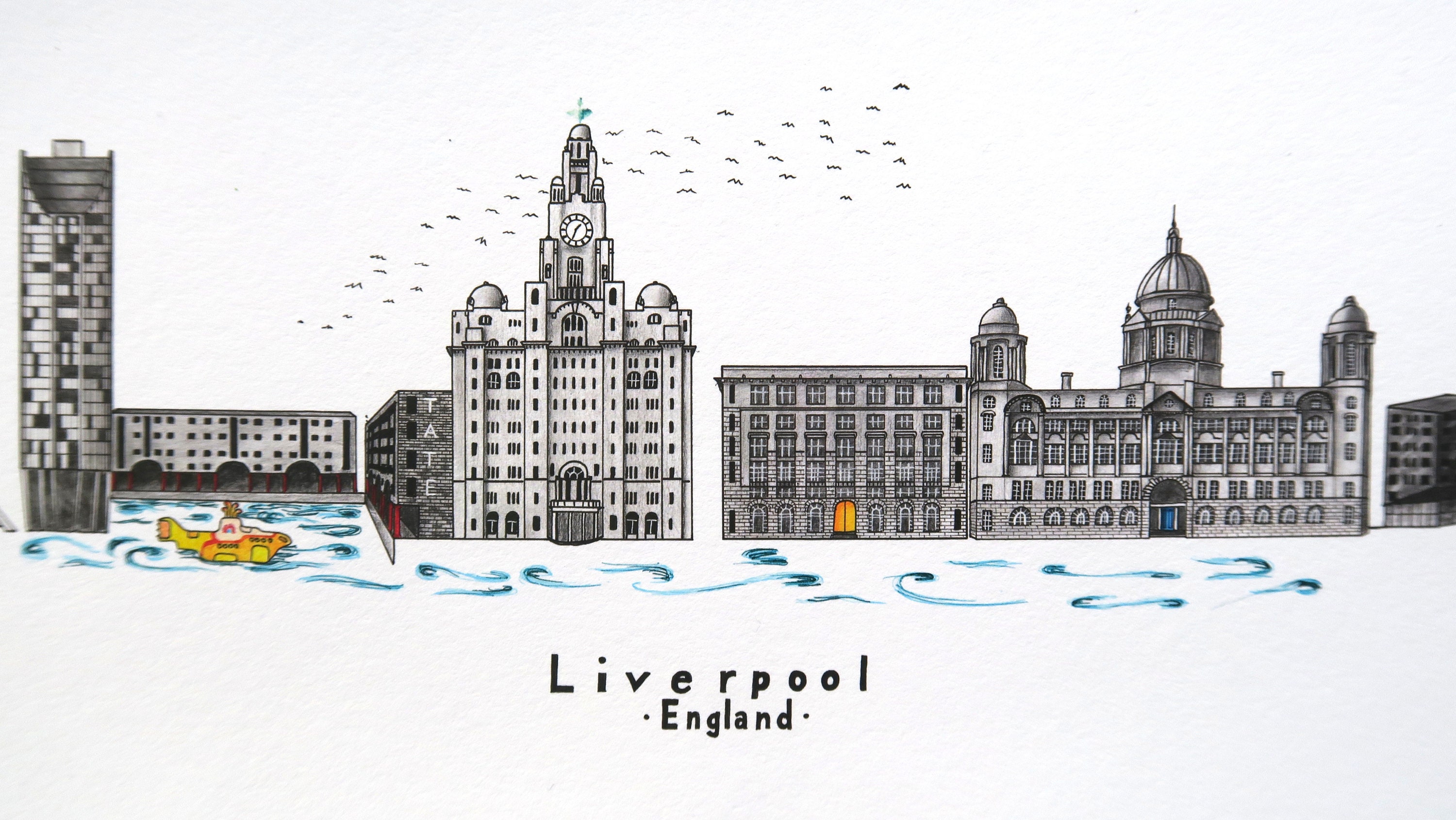 Liverpool Skyline Panoramic Wall Art Etsy UK