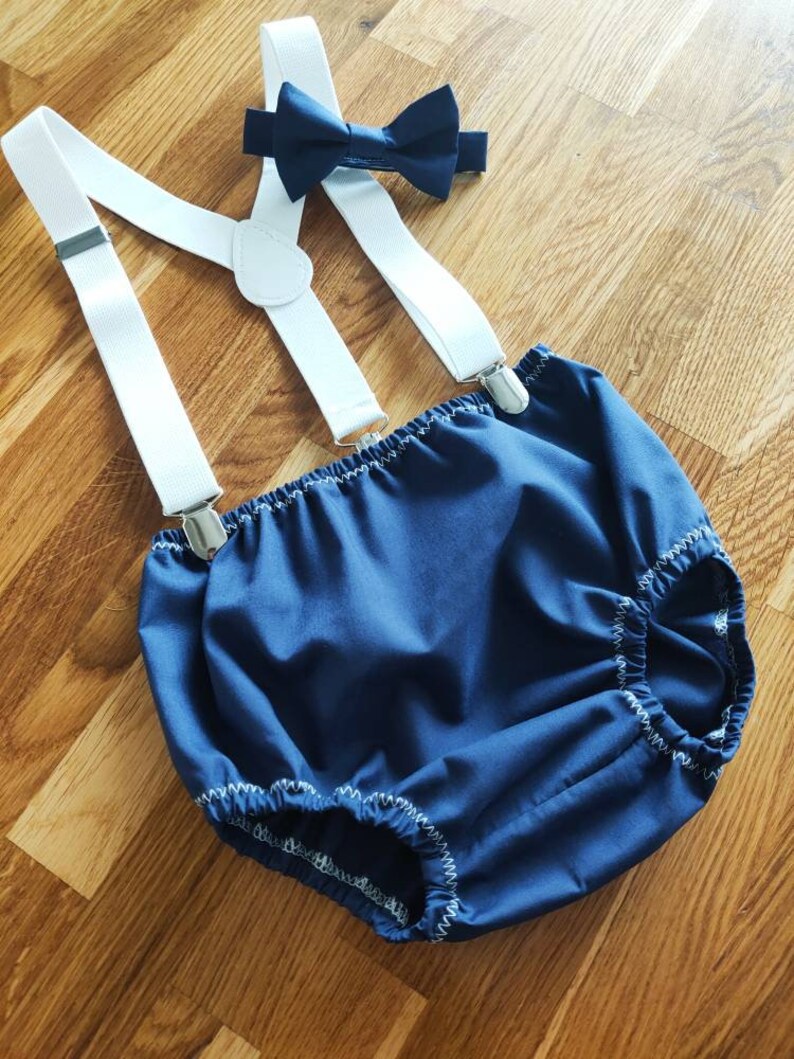 Navy Blue Baby Boy Cake Smash Outfit Bloomer Diaper Cover Etsy UK
