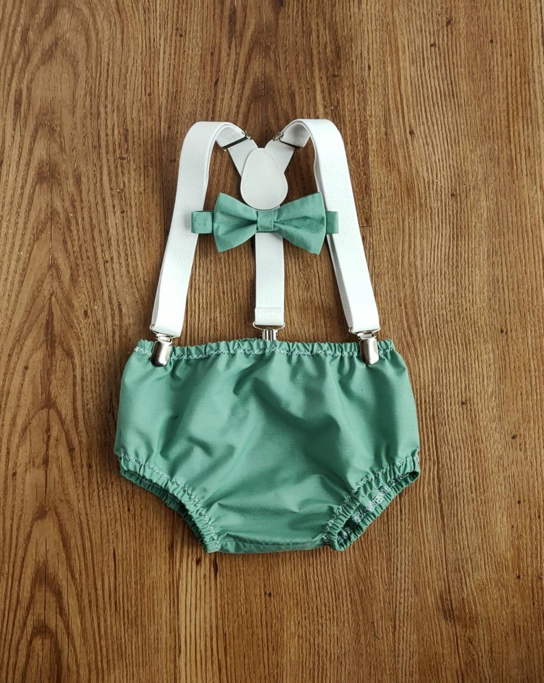 Sage Green Baby Boy Cake Smash Outfit Bloomer Diaper Cover Etsy