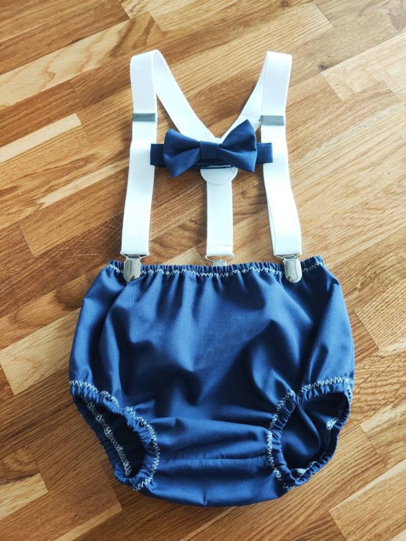 Navy Blue Baby Boy Cake Smash Outfit Bloomer Diaper Cover Etsy UK