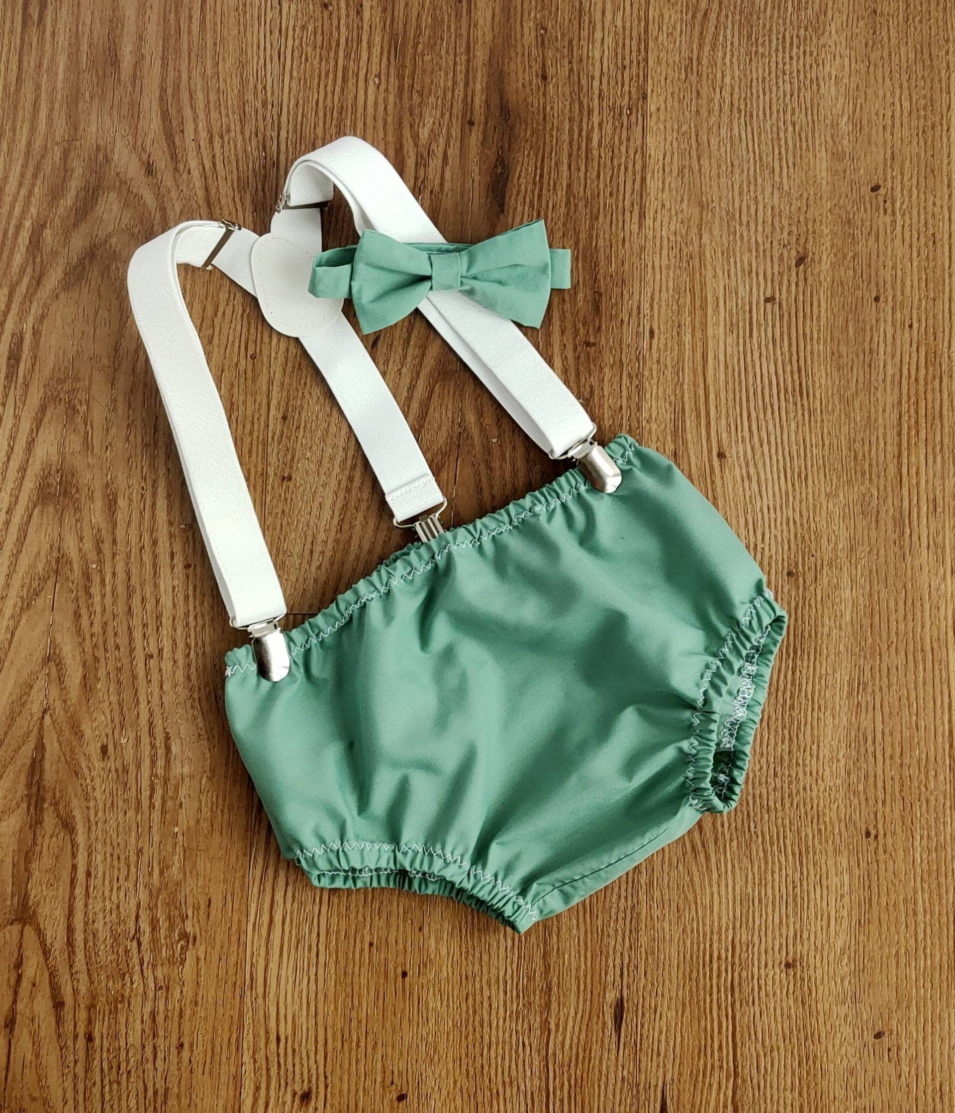 Sage Green Baby Boy Cake Smash Outfit Bloomer Diaper Cover Etsy